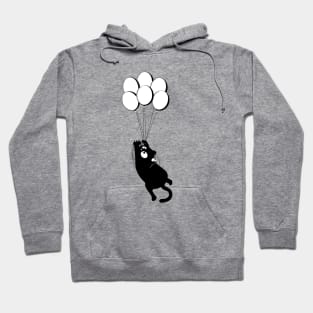 Black cat floating Hoodie